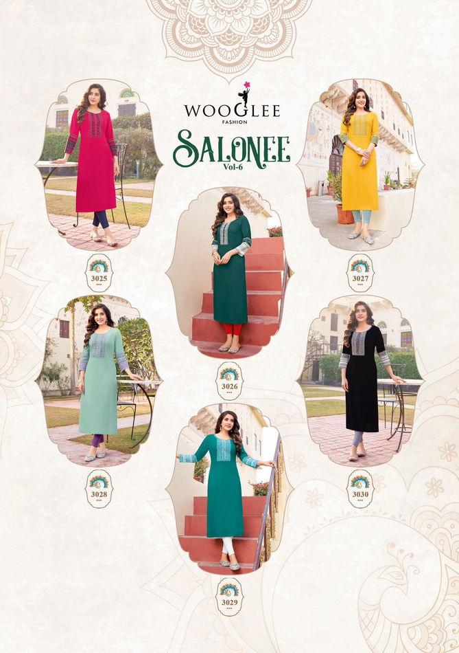 Salonee Vol 6 By Wooglee Fancy Rayon Kurtis Wholesale Shop In Surat
